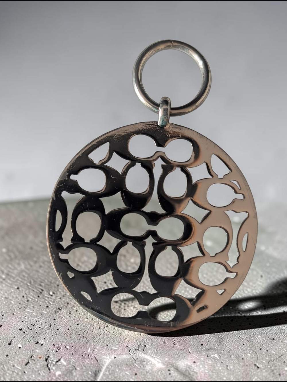 Coach Silver Round Pendant For Chain or Bag